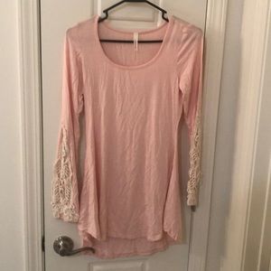 Long sleeve top with lace on sleeves